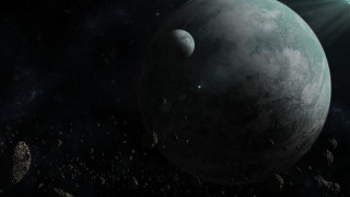 Space planet aurora moon stars - a large object free wallpaper