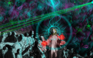 Person light crowd shining above - dmt free wallpaper