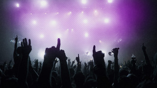 Concert crowd hands up bright - neon free wallpaper
