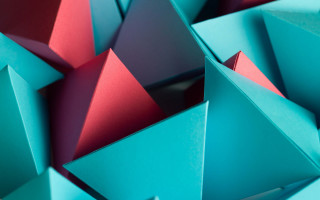 Blue red triangles abstract sculpture - geometric shape free wallpaper
