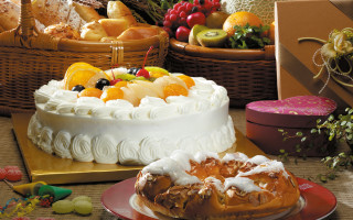 Cake fruit table baskets pastel - fruit free wallpaper
