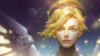 Futuristic blonde woman mechanical wings - a futuristic look free wallpaper