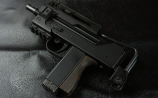 Gun black leather background precisionism - vector free wallpaper