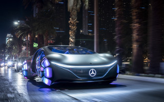 Futuristic car city night neon 5 - a futuristic car free wallpaper