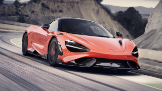 Red sports car driving mountains - the car free wallpaper
