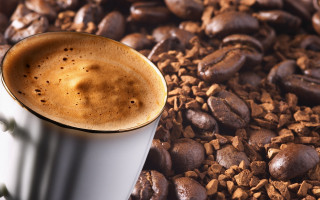 Coffee cup pile coffee beans - coffee bean free wallpaper