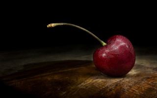Red apple knife wooden table - single free wallpaper