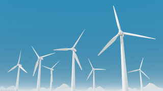 Wind turbines blue sky clouds - a blue sky background free wallpaper