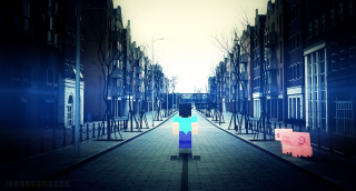 Cityscape urban scene 8k beeple - tall building and trees free wallpaper