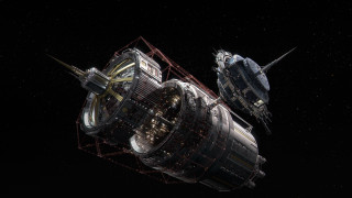 Space station satellite aurora planet - sky in the background free wallpaper