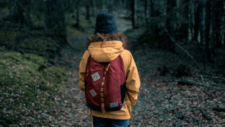 Person backpack woods trail liminal - a backpack free wallpaper