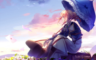 Woman bench umbrella clouds victorian - a bench holding free wallpaper