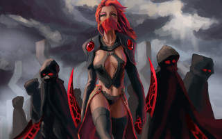 Demon sky woman red costume - a red costume free wallpaper