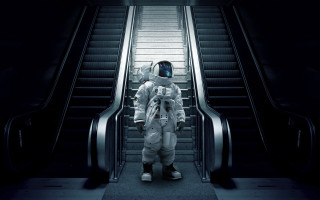 Man spacesuit escalator dark room - filip hodas free wallpaper