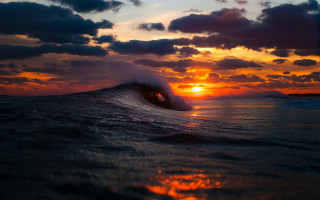 Sunset ocean wave surfboard beach 2 - ocean free wallpaper