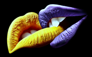 Yellow purple lips popart vivid - vivid free wallpaper