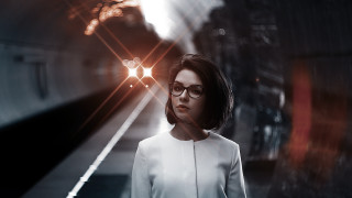Woman glasses tunnel train retrofuturism - a tunnel free wallpaper
