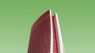 Tall red white building plane - modernism free wallpaper