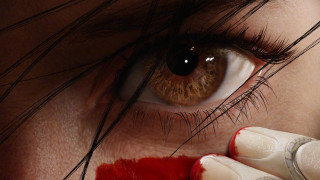 Woman toothbrush blood eye closeup - a toothbrush free wallpaper