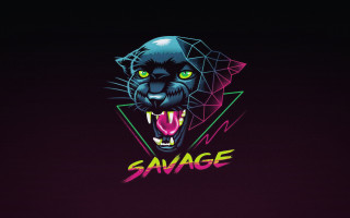 Blackpanther savage neonbackground glowingsynthwave vegacat - computer art free wallpaper