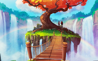 Bridge waterfall tree man cyril - the bridge free wallpaper