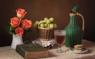 Vase flowers wine fruit book - clara peeters free wallpaper
