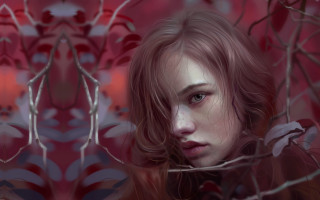 Red haired woman fantasy digital - a painting of a woman free wallpaper