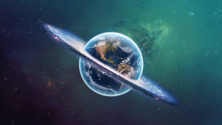 Large object flying over planet - a large object free wallpaper