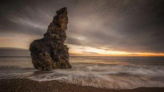 Rock sunset wave ocean beach - a rock free wallpaper