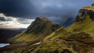 Mountain range lake cloudy sky 3 - a dark sky above free wallpaper