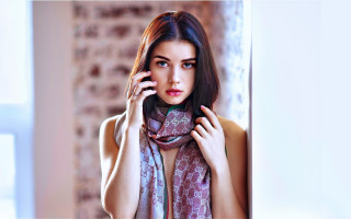 Elina karimova fashion photography 3d - her neck and a scarf free wallpaper