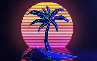 Palm tree sunset paper boat - a sunset free wallpaper