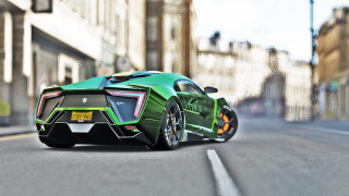 Green sports car city street 5 - a city street free wallpaper