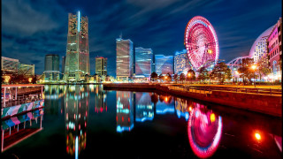 Ferris wheel night cityscape tokyo 2 - skyscraper free wallpaper