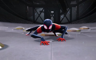 Spiderman stadium crawling hands up - his leg free wallpaper