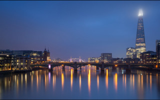 City skyline bridge river night 81 - christopher wren free wallpaper