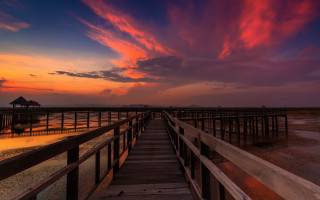 Wooden pier sunset clouds mystical - a wooden pier free wallpaper