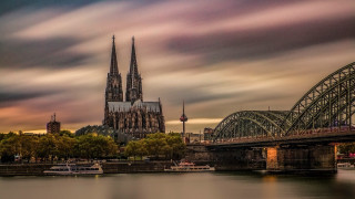 Cathedral city river bridge sunset - over a city next free wallpaper