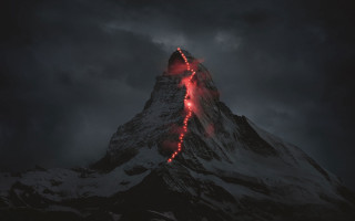 Mountain redlight trail landart clouds - art free wallpaper for desktop