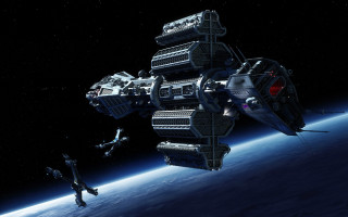Space station earth shuttle aurora - a space station in the middle of the earth free wallpaper
