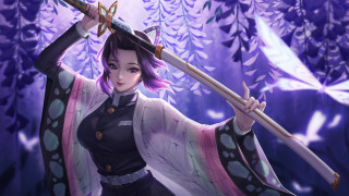 Woman sword forest purple leaves - a sword in a forest free wallpaper