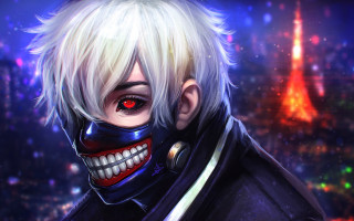White hair red eyes cyberpunk - analytical art free wallpaper