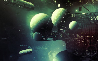 Futuristic city lights aurora android - biopunk free wallpaper
