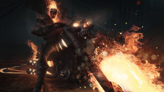 Fire motorcycle night glowing eye - road free wallpaper