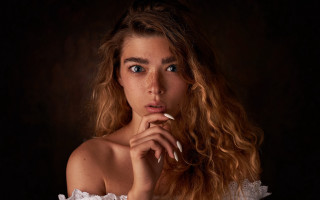 Woman longhair white dress portrait 2 - a picture free wallpaper