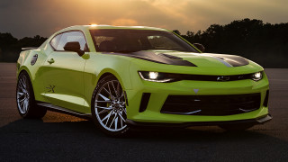 Green car black stripe photorealism - a green car free wallpaper