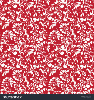 Red white floral pattern white - maximalism free wallpaper