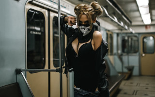 Woman skull mask subway punk - punk free wallpaper