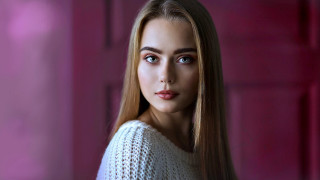 Elina karimova pink room portrait - long hair and a sweater free wallpaper
