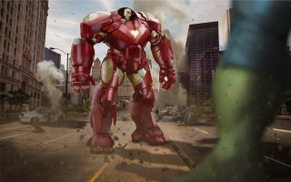 Giant robot street destruction cityscape - the middle of a street free wallpaper